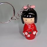Japanese Doll Keyring - Red