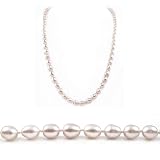 AugustinaJewelry Single Strand 22 Inch 6-7mm white Oval Shape Freshwater Cultured Pearl Necklace