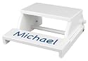 Personalized Flip Stool - White - Print Script Print Color Blue - Art