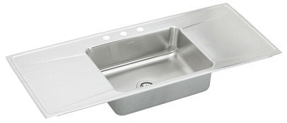 Elkay ILR5422DD Gourmet Lustertone Stainless Steel 54" x 22" Single Basin Top Mount Kitchen Sink, 4 Faucet Holes On Sale