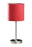 Premier LumA Styx Brushed S/s W/Red Faux Suede Shade Stick Table Lamp