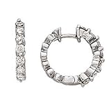 14k White Gold & Diamond Hoop Earrings (1.00ctw)