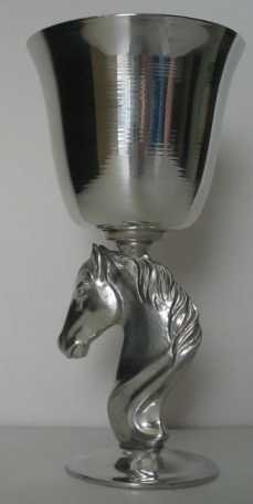 Solid Horse Pewter Goblet