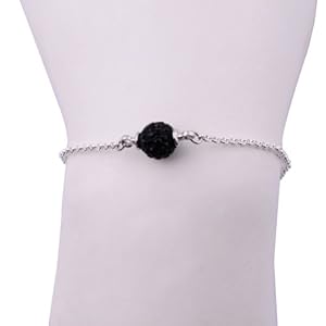 Kadima Swarovski Elements Crystal Disco Ball Black Bracelet,Bracelet Length 7.5 Inches, Ball Size:8mm