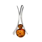 Light Honey Amber Sterling Silver Surreal Peas Pendant