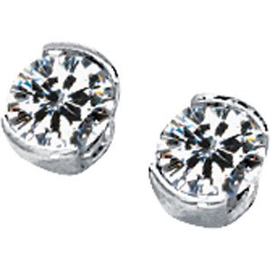 14K White Gold Created Moissanite Earring