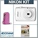 Nikon Coolpix S01 10.1 Megapixel Digital Camera, White, Bundle - with Camera Case, & Adorama Pro LCD Screen Protector Kit