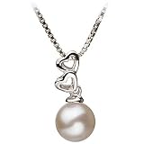 PearlsOnly Amber White 6-7mm AA Japanese Akoya Sterling Silver With White Gold Plating Pearl Pendant