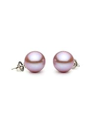 14KT Yellow Gold Elegant Set of 7.0-7.5mm Lavender Freshwater Pearls including Necklace Bracelet and Earrings.