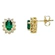 14K Yellow Gold Emerald and Diamond Earrings