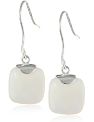 Sterling Silver Square Gemstone Drop French Wire Earrings
