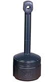 Justrite 26806D Polyethylene Personal Smokers Cease Fire Cigarette Butt Receptacle, 1 Gallon Capacity, 11" OD x 30" Height, Deco Black
