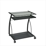 OSP Designs Black & Glass Mobile Computer Cart Desk