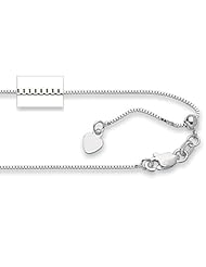 Sterling Silver Rhodium Plated Adjustable Box Chain (0.7mm)