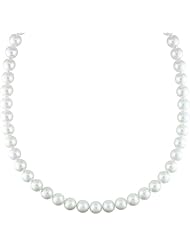 14k white gold 9-9.5 MM South Sea Cultured Pearl, and Diamond Pearl Strand, 18"