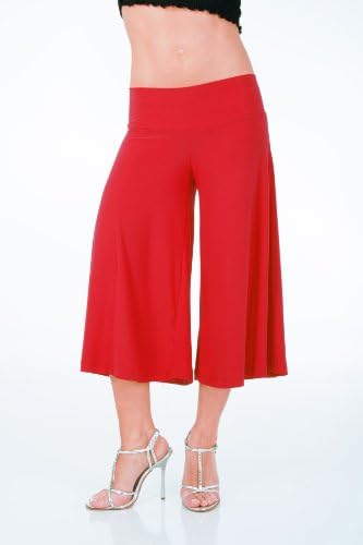 Stretch Gaucho Pants with Banded Waist from Hot Fash Pants - SALEEN Red