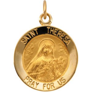 Genuine IceCarats Designer Jewelry Gift 14K Yellow Gold St. Theresa Medal. 15.00 Mm St. Theresa Medal In 14K Yellow Gold