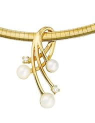 14k Yellow Gold Akoya Cultured Pearl and Diamond Pendant Slide