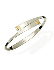 Ed Levin, Square Swing Bracelet, .925 Sterling Silver & 14K Gold, Sizes S - L, Expandable