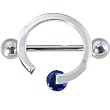 Sterling Silver 925 CIRCULAR Blue Crystal Spinner Nipple Shield