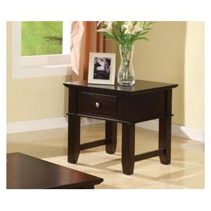 End Side Table with Drawer - Espresso Finish