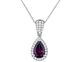 Rhodolite Gemstone Pendant with Diamonds 1/5 ctw in White Gold with Chain