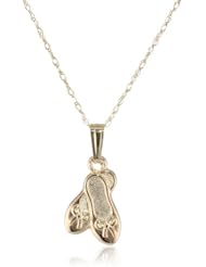 14k Yellow Gold Childrens Ballet Slipper Pendant Necklace, 15"