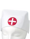 White Cotton Costume Nurse Hat Red Cross Uniform Cap
