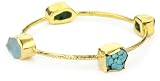 Zariin "Stack Me Up" Turquoise-Color and Blue Topaz Stones Gold Bangle Bracelet