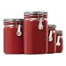 Anchor Hocking 4 Piece Red Ceramic Clamp Top Canister Set