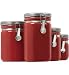 Anchor Hocking 4 Piece Red Ceramic Clamp Top Canister Set