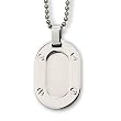 Stainless Steel Two Tone Two Piece Engravable Pendant With Screw Face Accents on 24 inch Polished Ball Chain