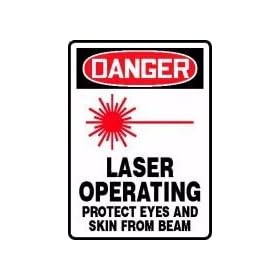 DANGER LASER OPERATING PROTECT EYES AND SKIN FROM BEAM (W/GRAPHIC) 14" x 10" Plastic Sign