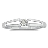 Diamond Solitaire Promise Ring set in Sterling Silver .07ct, Available Ring Sizes 4-9, Ring Size 8