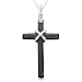 10k White Gold Onyx Diamond Cross