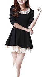 Girls Long Sleeves Bubble Dress Spring Lace Above the Knee Mini Dress 