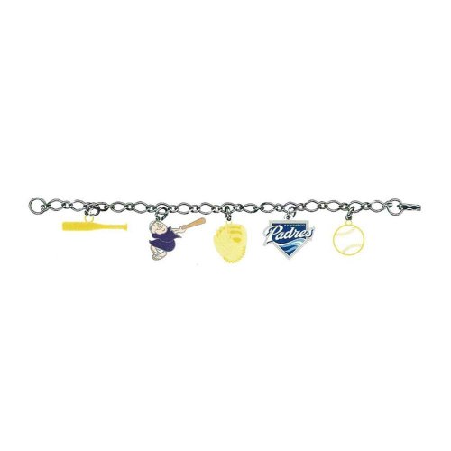 San Diego Padres 5-Charm Bracelet baseball bat, team logos, glove, baseball