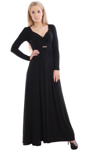 Long Black Holiday Dress Party Maxi Dress Empire Bohemian Style 150cm ...