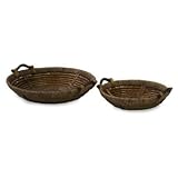 IMAX Oversized Willow Trays Willow Seagrass Poplar Wood Matching Graduated Sizes