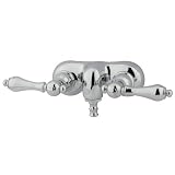 Kingston Brass CC42T1 Polished Chrome Vintage Double Handle Wall Mounted Clawfoot Tub Filler Faucet