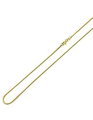 1MM Nickel Free Italian Sterling Silver Chain Necklaces Yellow Gold Plated Diamond Cut Snake Chain ( Available Length 16"~20")