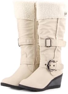 Reneeze K-ADDIE-1 Kids Wedge Mid-Calf Winter Boots- White, Size 12