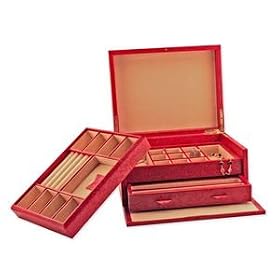 Red Flower Leather Jewelry Case