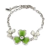 Enamel and Crystal Shamrock Bracelet - Made in Ireland