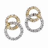 14k Two-Tone Gold & Diamond Double Circle Earrings (0.25ctw)