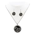 Marcasite and Shell Pendant Necklace & Earrings Set Fashion Jewelry
