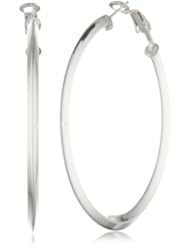 Sterling Silver Square Tube Clutchless Hoop Earrings (2.2" Diameter)