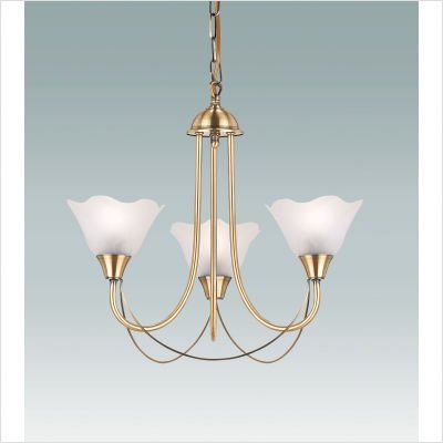 Endon 3 Arm Ceiling Light/Antique Brass Finish With Acid Swirl Glass Shade/Max 3X60W SES