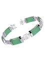 New Sterling Silver Green Jade Gemstone Bracelet 7.5"