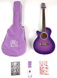 Childrens Toyshop  Musical Instruments : SX GRA1K LH CPP Purple Guitar Pack Left Handed w/Bag and Strap